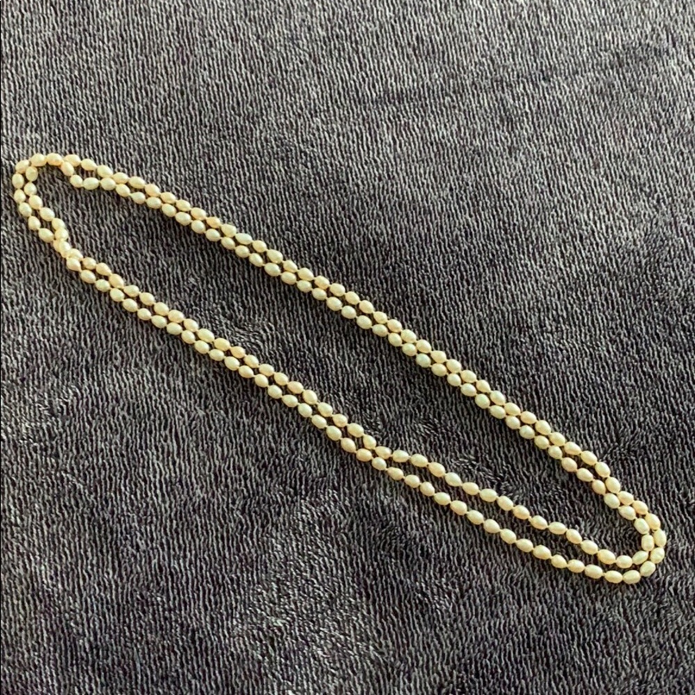 Pink real pearl 31 in. infinity necklace